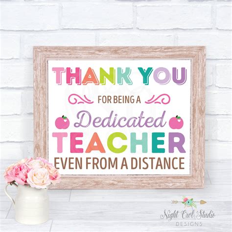 Teacher Appreciation Sign Dedicated Teacher Teacher | Etsy | Teacher appreciation signs, Teacher ...