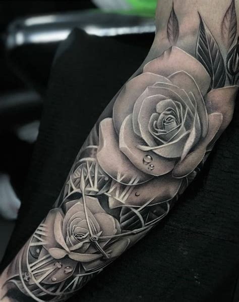 Rose Clock Tatoo Rose Tattoo Sleeve Best Sleeve Tattoos Realistic