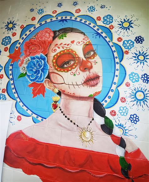 Indigenous Catrina Mural At Guacamole Mexican Restaurant In Whalley