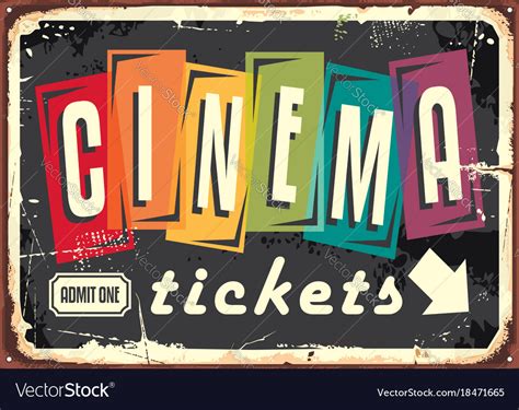 Cinema Tickets Retro Sign With Colorful Typography