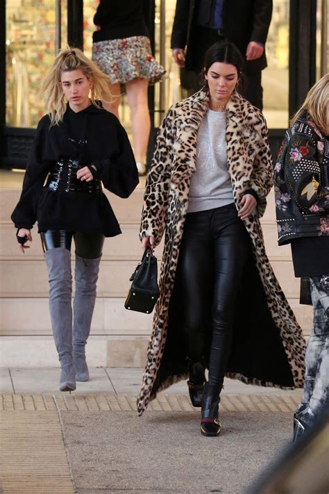 Kendall Jenner Wears A Floor Length Leopard Fur Coat Out With Hailey Baldwin Teen Vogue