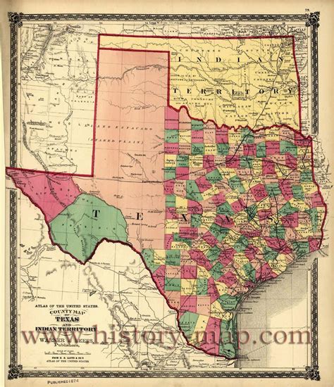 Map Of The Counties Of Texas Texas Counties Map Published 1874 Maps