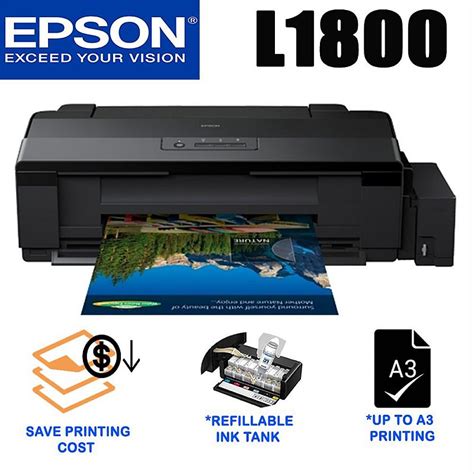 28 long x 13wide x 9 height) * printer ready for dtf with external waste ink bottle * able to print up. PRINTER & SCANNER » Printer Epson L1800 A3 Photo Ink Tank ...