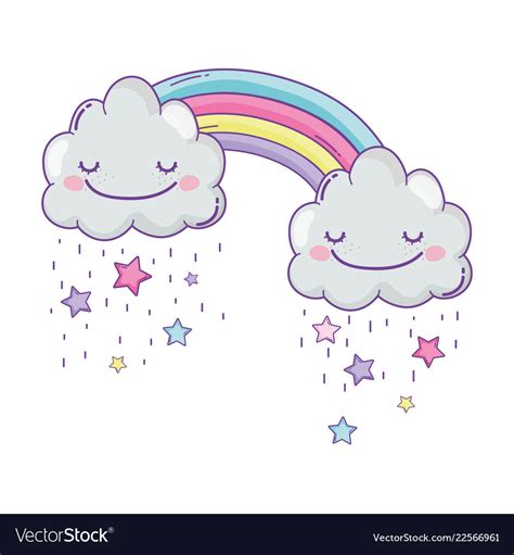 Cloud And Rainbow Cute Cartoon Royalty Free Vector Image
