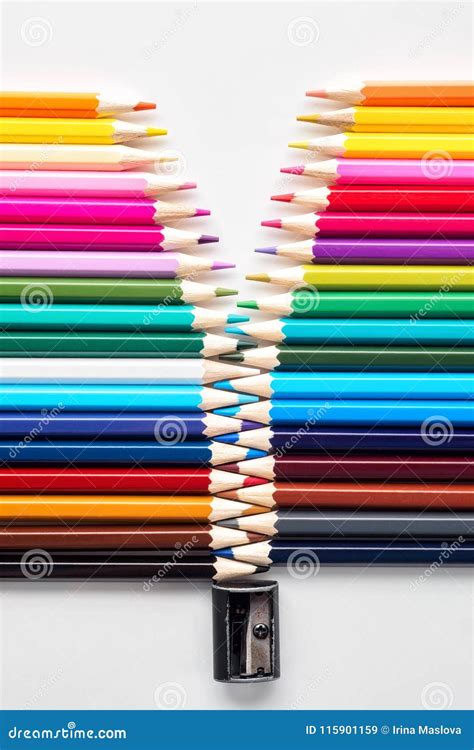 Set Of Colored Pastel Pencils In Row Multi Color In Form Of Closed