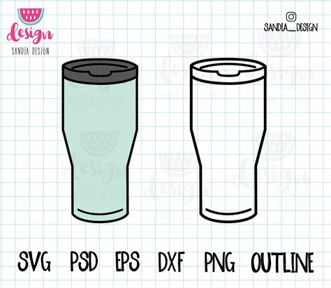 Doodle Tumbler Travel Mug SVG PNG Psd Outline Personal Etsy