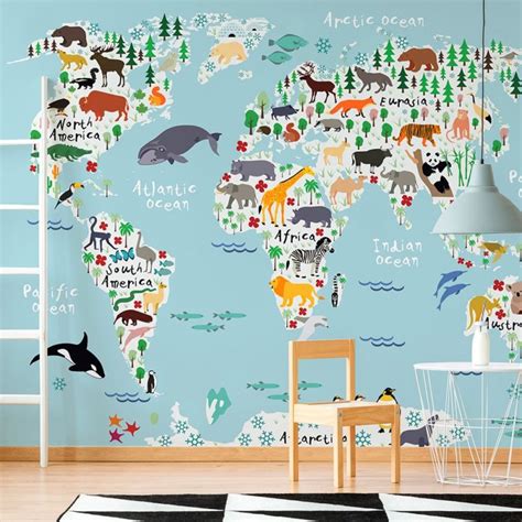 World Map Wall Murals Wallpaper Modern Affordable Orchard