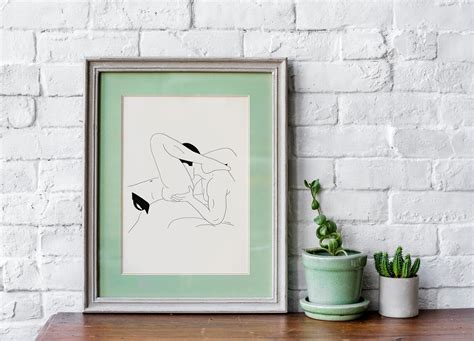 Naked Couple One Line Art Love Art Sex Scene Drawing Nude Etsy