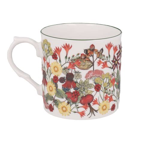 Personalised English Bone China Autumn Flower Mug