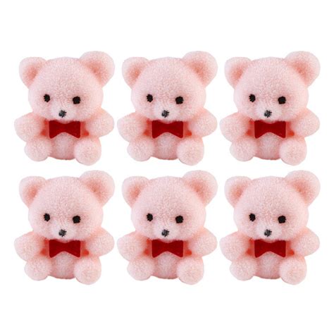 Miniature Pink Flocked Teddy Bears Confetti Table Scatters Party