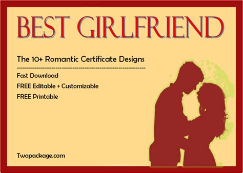 Top 10 Best Girlfriend Certificate Templates Free Download
