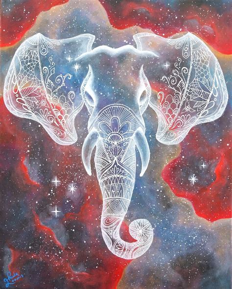 Spirit Of Wisdom Glowing Elephant Nebula Guide By Paulaloomisart