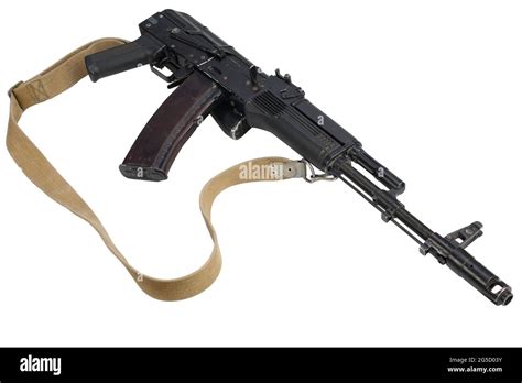 Modern Kalashnikov Ak 74m Assault Rifle With Folded Stock Isolated On