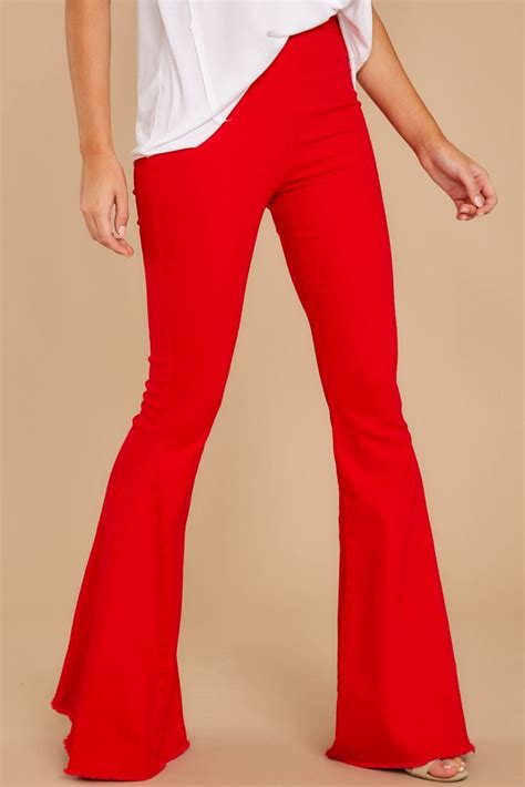 Diggin These Red Flare Jeans In 2020 Red Flare Super Flare Jeans