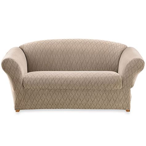 Sure Fit® Stretch Braid Loveseat Slipcover In Camel Bed Bath And Beyond
