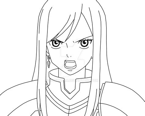 Erza Scarlet Lineart By Oo87adam On Deviantart