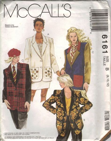 Mccalls Sewing Pattern 6161 Misses Unlined Jackets Etsy Mccalls