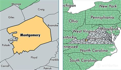 Montgomery County Virginia Map Of Montgomery County Va Where Is