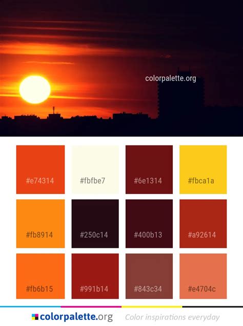 Sunset Color Palette Sunset Color Palette Retro Color Palette Pantone