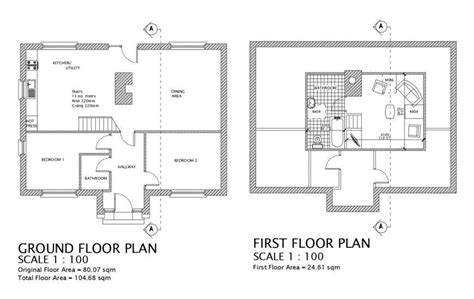 Ground Floor Plan And First Floor Plan Of House Cad Drawing Details Dwg