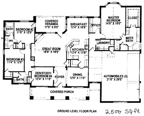 38 House Plans 2500 Sq Ft One Story