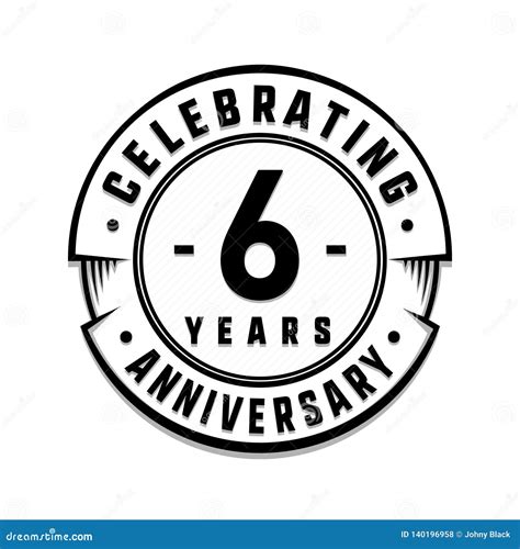 6 Years Anniversary Logo Template 6th Vector And Illustration Stock