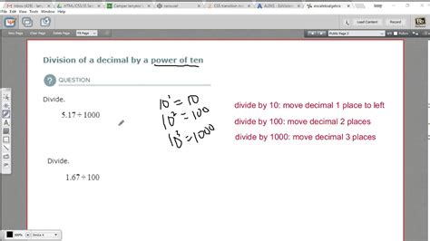 Division Of A Decimal By A Power Of Ten Youtube