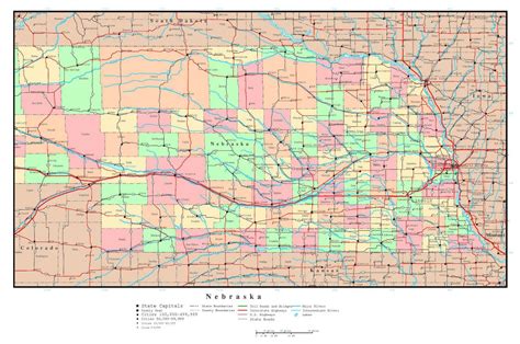 Large Detailed Roads And Highways Map Of Nebraska Sta