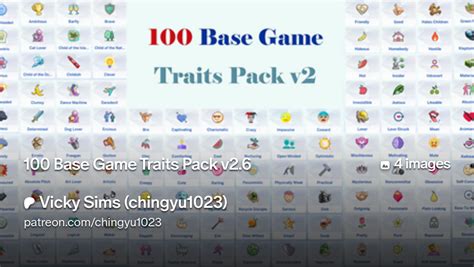 100 Base Game Traits Pack V2 6 Vicky Sims Chingyu1023 In 2024