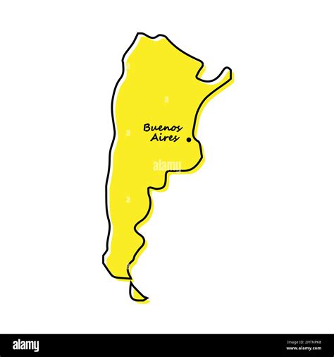 Simple Outline Map Of Argentina With Capital Location Stylized Minimal