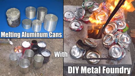 Melting Aluminum Cans Using Diy Metal Foundry Diy Metal Casting Youtube
