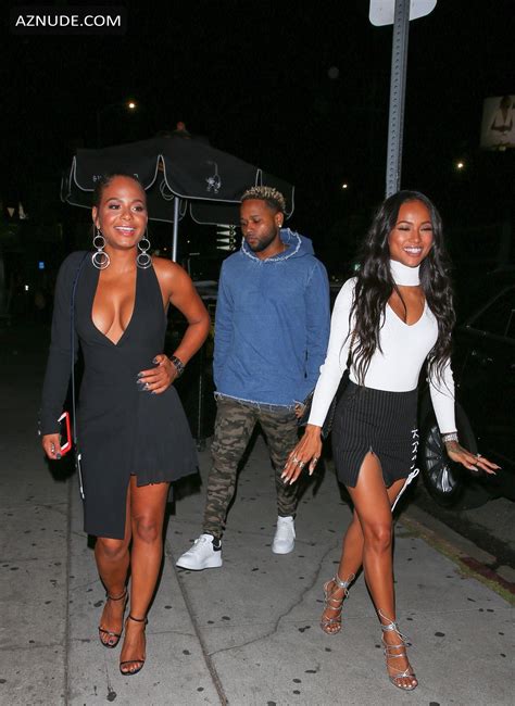 Christina Milian And Karrueche Tran Seen Arriving At The Nice Guy Nightclub In West Hollywood