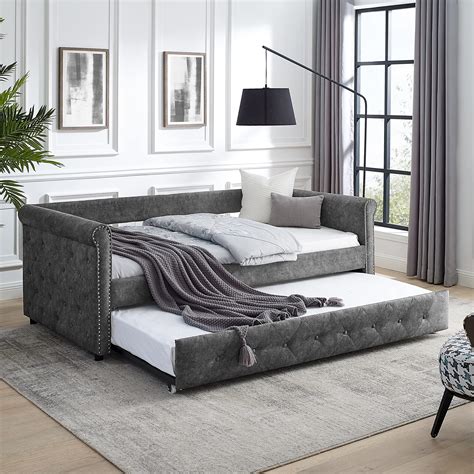 Buy Melpomene Daybed With A Trundle Upholstered Tufted Trundle Bed Sofa Bed Twin Size