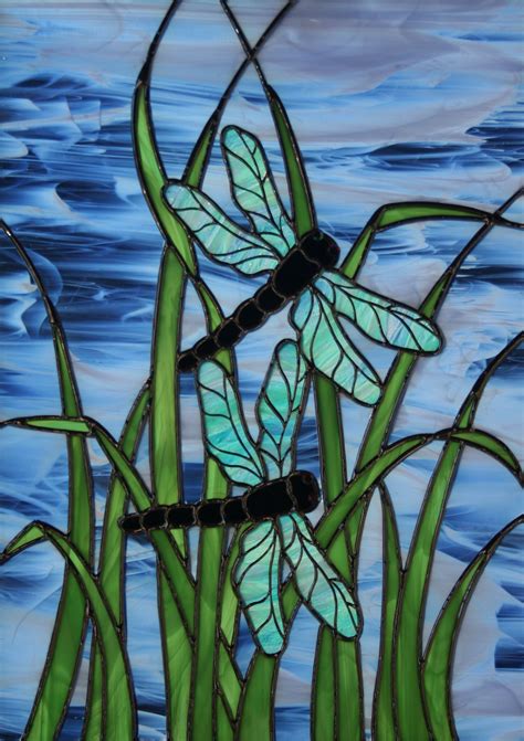 Dragonflies In Grass Dragonfly Stained Glass Stained Glass Quilt Stained Glass Butterfly
