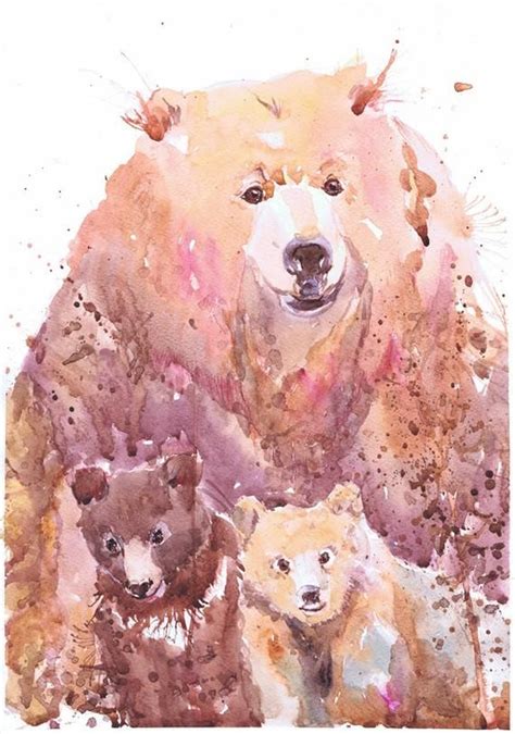 Mama Baby Bear Art Print Watercolor Painting Woodland Nursery Wall Art