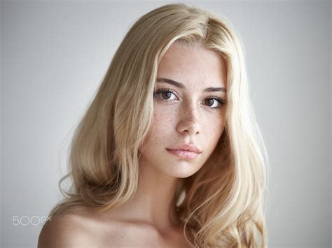 Alexander Vinogradov Face Brown Eyes Freckles Blonde 500px Model Women