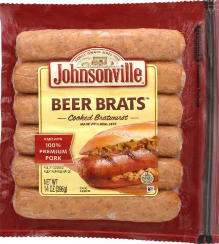 Johnsonville Beer Brats Cooked Bratwurst 14 Oz Dillons Food Stores