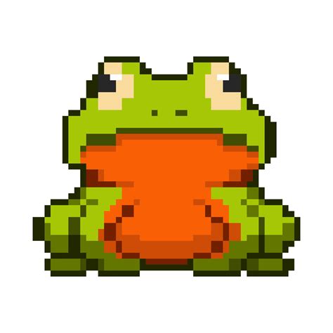 Vector Cute And Adorable Bright Green Frog Pixel Art Style Suitable For