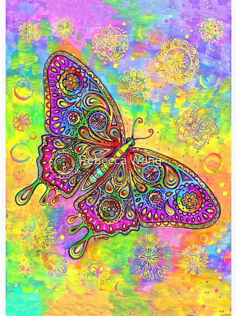 Colorful Psychedelic Rainbow Paisley Bohemian Butterfly Photographic