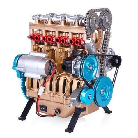 V4 Car Engine Assembly Kit Full Metal 4 Cylinder Car Engine Building Kit 1