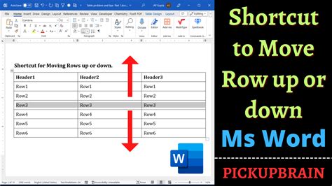 Ms Word Shortcut To Move Rows Of Table Quickly Pickupbrain Be Smart