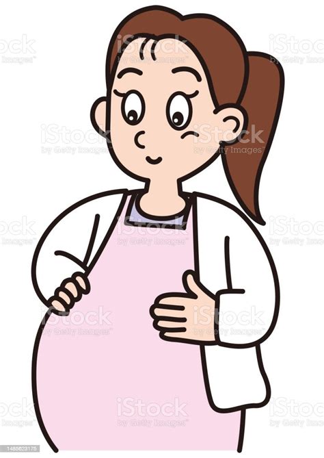 A Woman Rubbing Her Pregnant Belly Stock Illustration Download Image