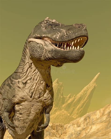 Profile Picture Of A Tyrannosaurus Rex Is On Desert Stock Illustration
