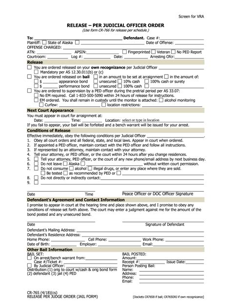 Cr 765 Release Jail Form State Of Alaska Fill Out And Sign Printable