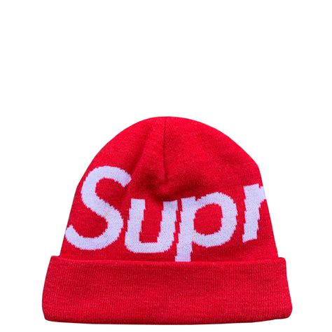 Supreme Red White Beanie — Roots