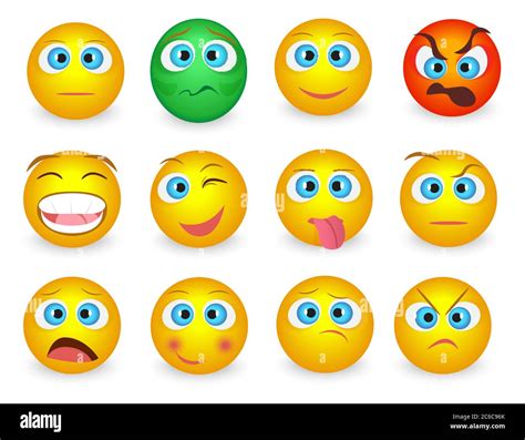 Set Of Emoji Emoticons Face Icons Isolated Vector Illustration Stock