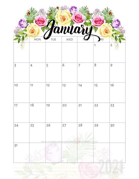 2023 Free Printable Pretty Roses Calendar Printables And Inspirations