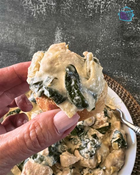 Slow Cooker Creamy Spinach Artichoke Chicken The Lazy Slow Cooker
