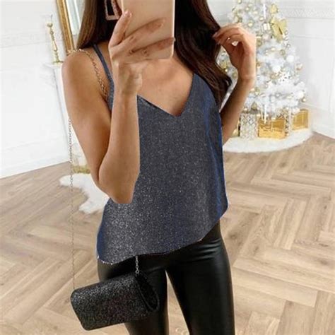 Buy Womens Ladies Sexy Sparkle Swing Vest Glitter Strappy Tank Tops At Affordable Prices — Free