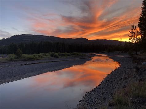 Goodnight Yellowstone Sunset Over The Yellowstone River On Night 2 Of